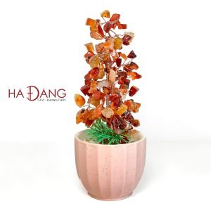 Bình Hoa Tài Lộc Thạch Anh Cam Đỏ